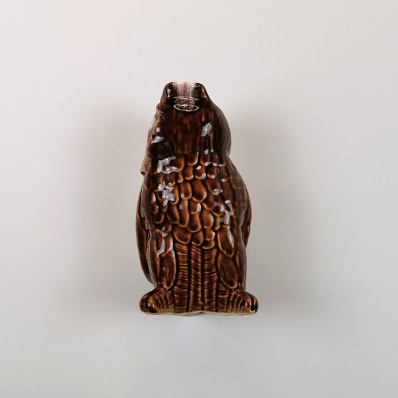 70s Brown Mirror Glaze Ceramic Owl Figurine - Picture 6 of 10